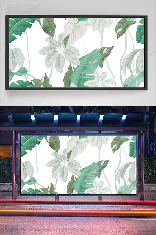 植物花朵淡色背景插画