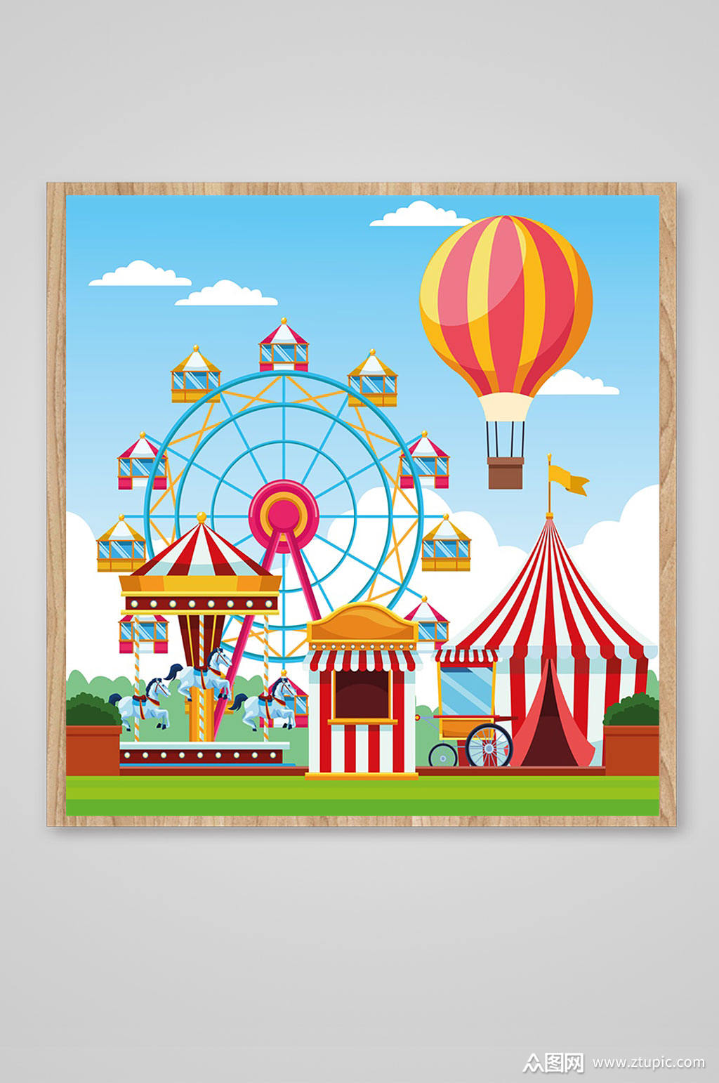 游乐园主题卡通插画