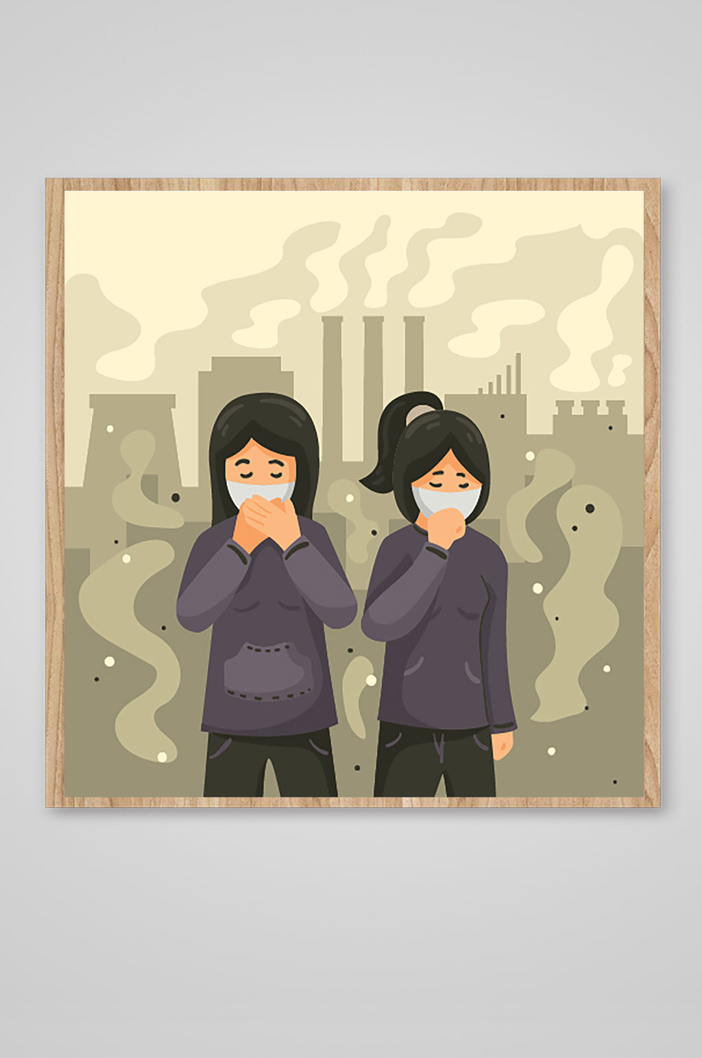 城市污染主题插画