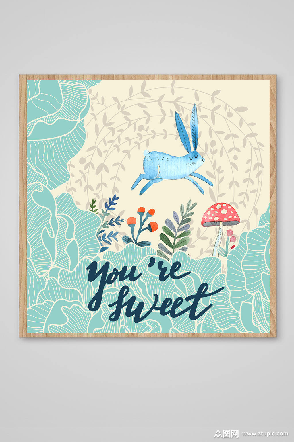 北欧简约花草卡通插画素材