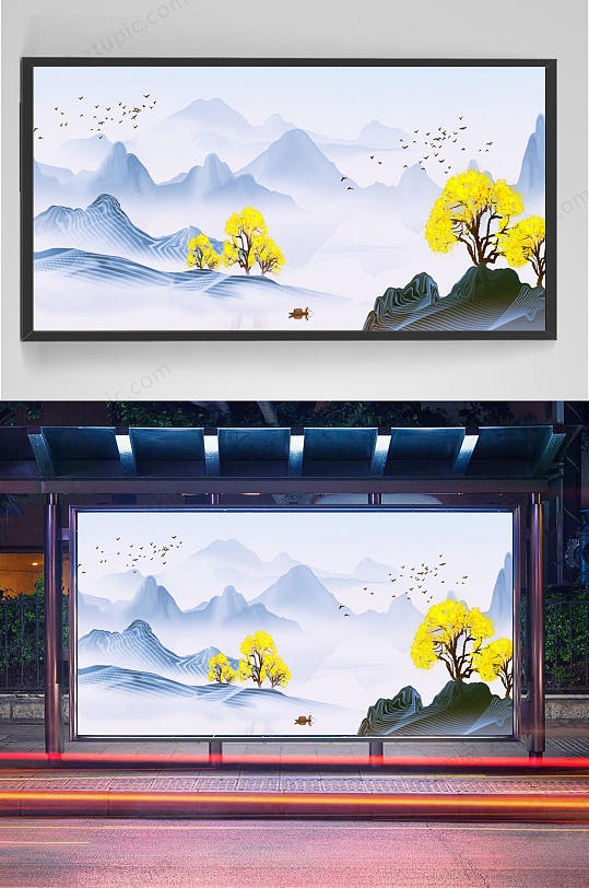 淡色禪意山水風(fēng)景畫