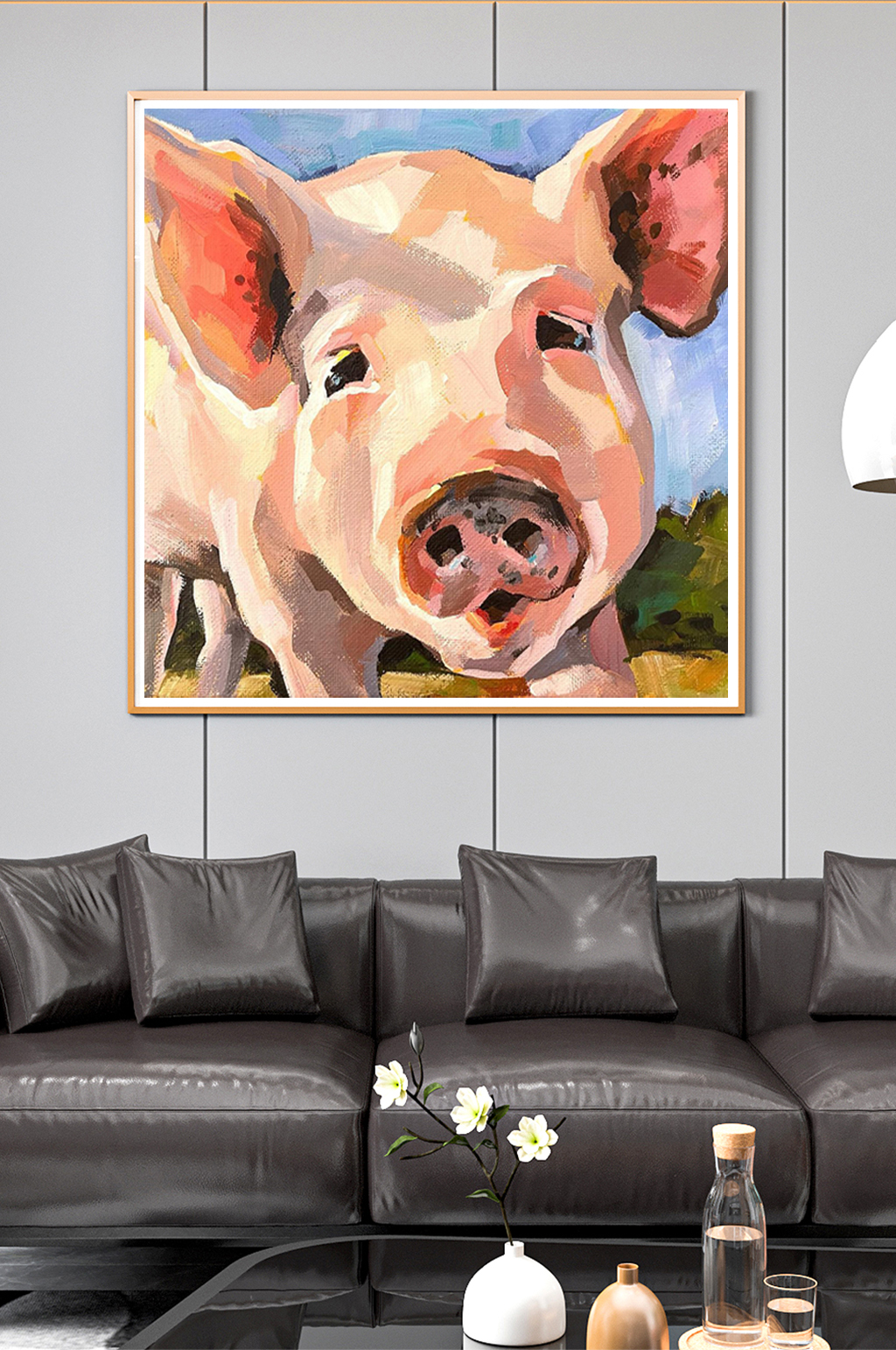 水彩卡通动物主题装饰画