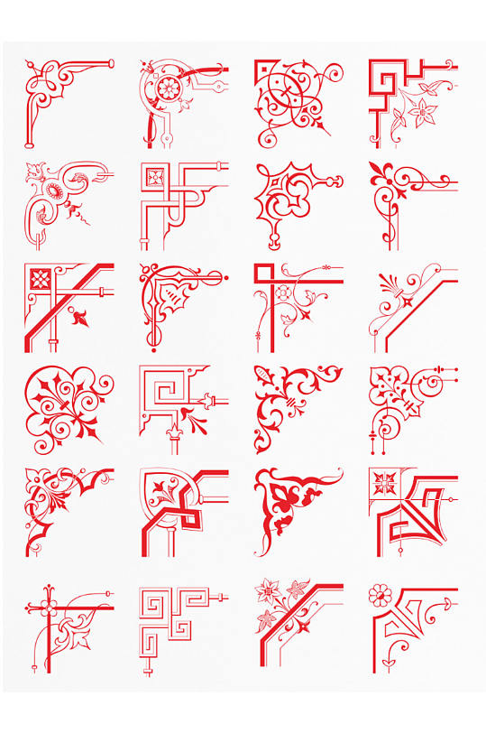 歐式證書(shū)花邊矢量花紋邊框邊角復(fù)古中式素材