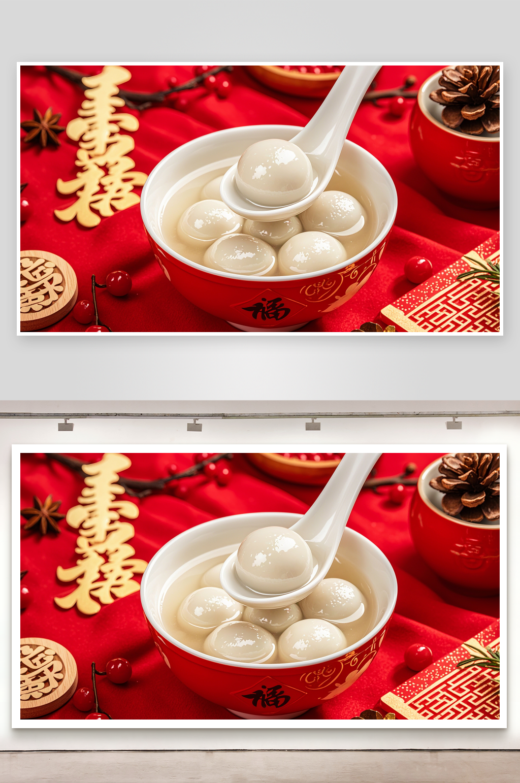 元宵节一碗热腾腾的汤圆中国美食素材