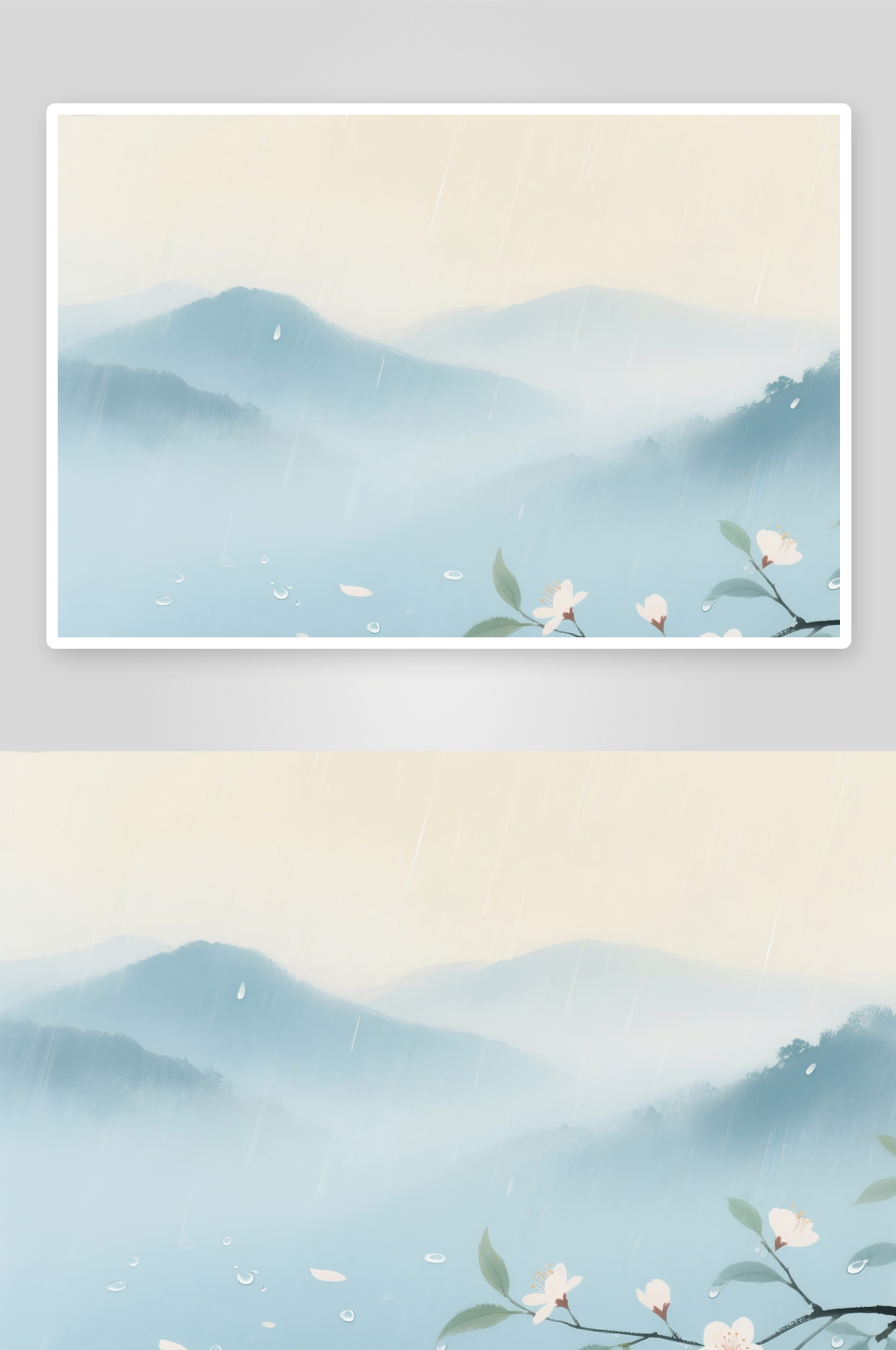 谷雨山水水墨節(jié)日節(jié)氣插畫素材