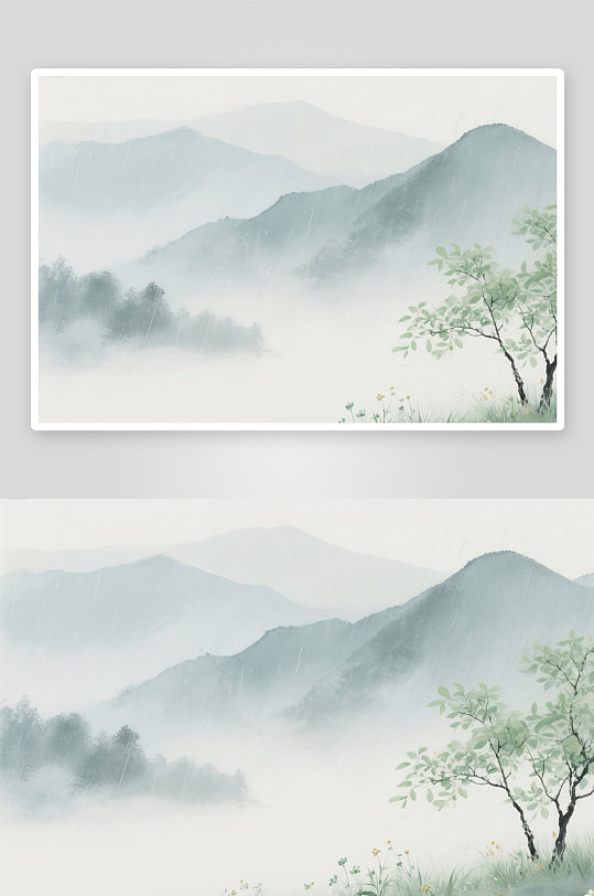 立春谷雨水墨節(jié)日節(jié)氣插畫
