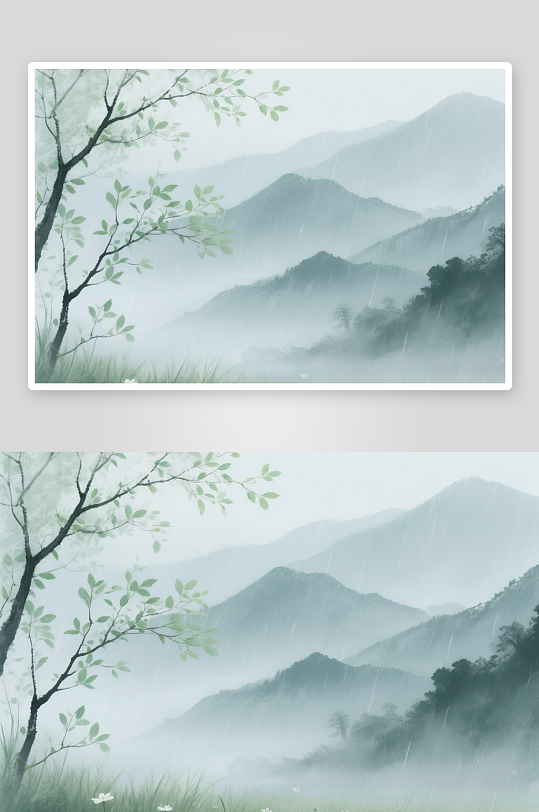 立春谷雨水墨節(jié)日節(jié)氣插畫