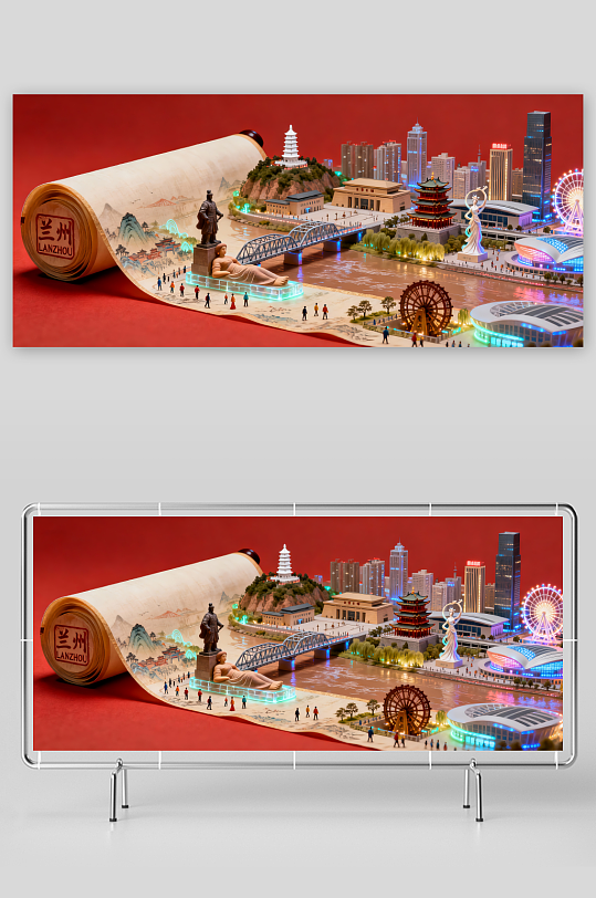 兰州城市地标微缩景观-众图网