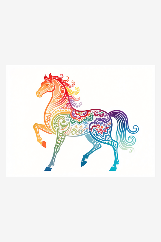 彩色装饰艺术马奔跑姿态马年-众图网