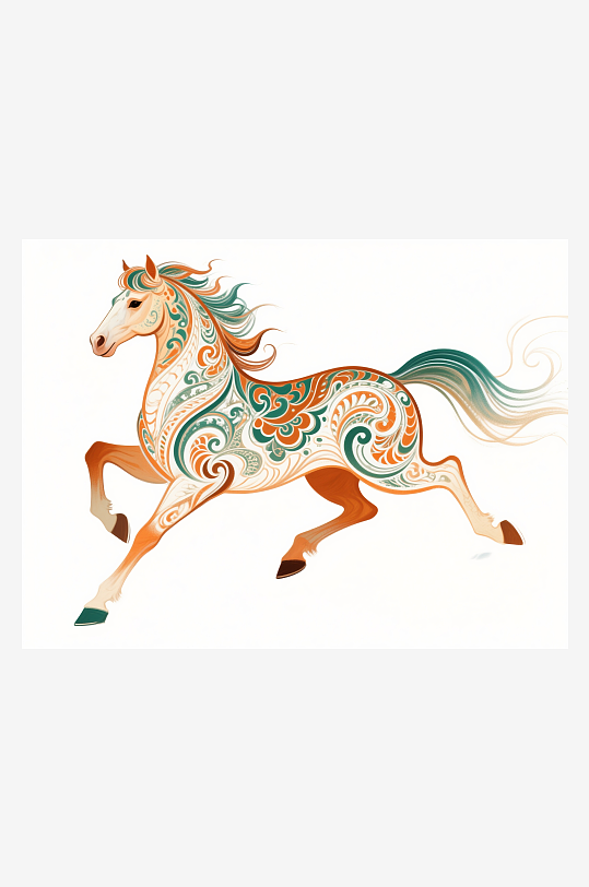 彩色装饰艺术马奔跑姿态马年-众图网