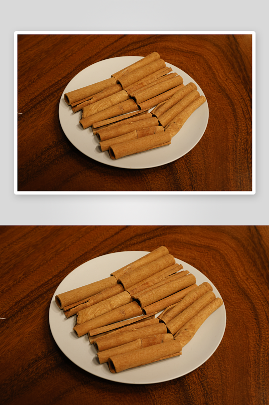 木桌上的肉桂棒调味料-众图网