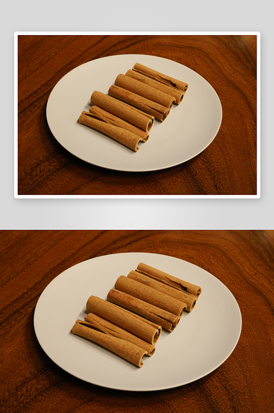 木桌上的肉桂棒调味料-众图网