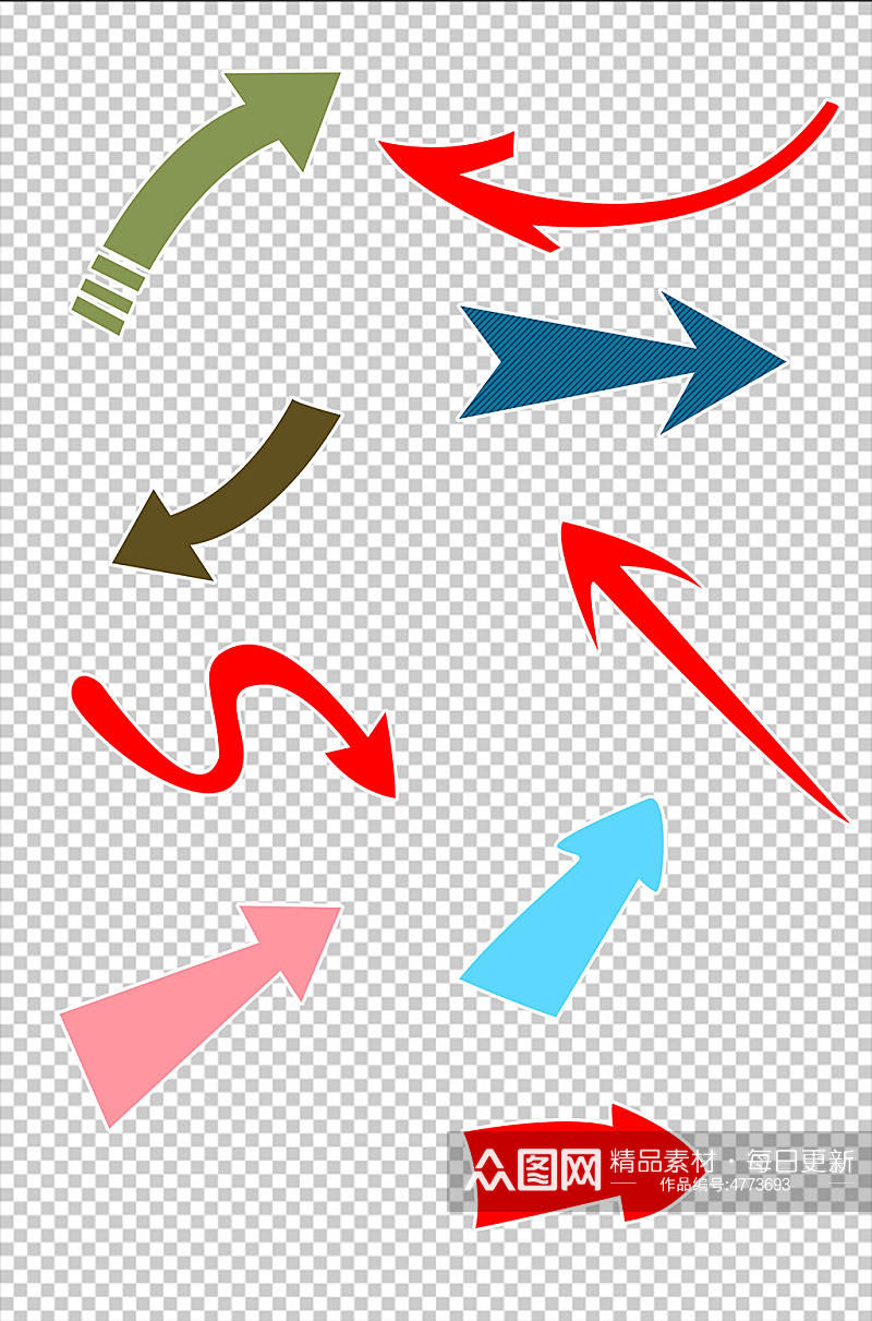 手绘箭头指示标志图标矢量元素素材