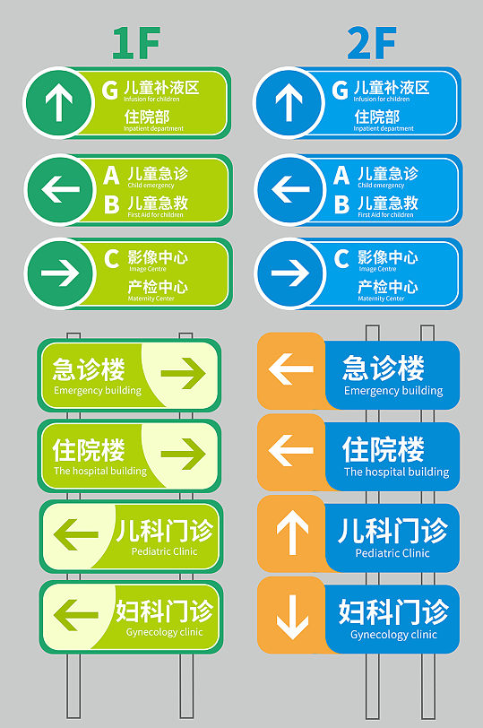 蓝绿儿童医院儿科导视系统-众图网