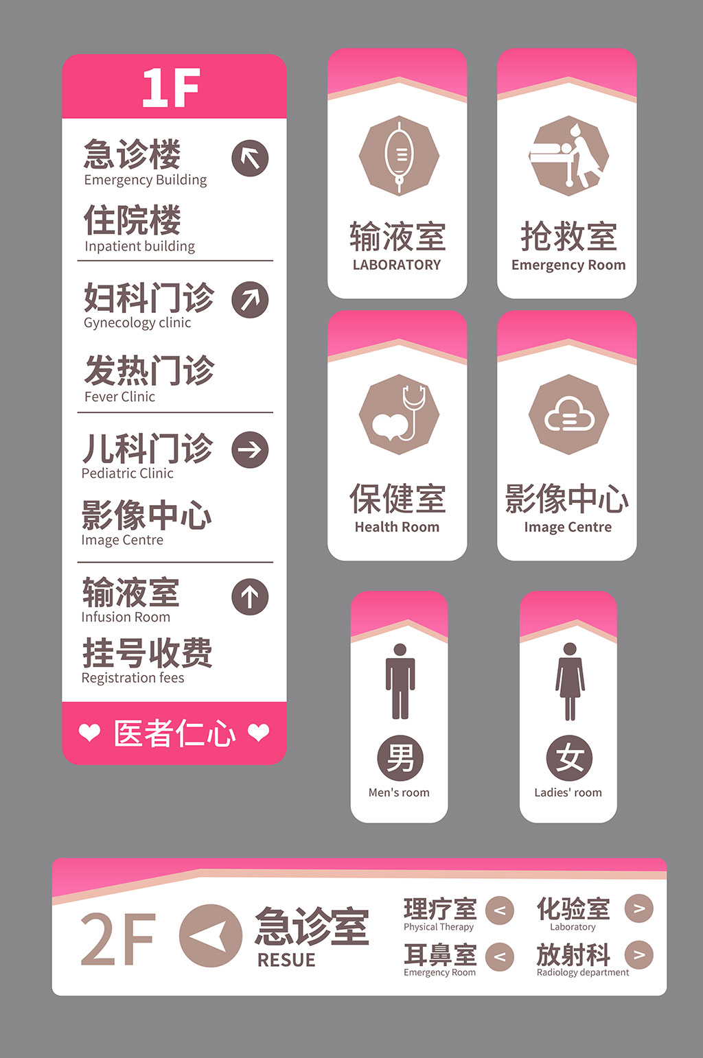 粉色儿童医院儿科导视系统素材