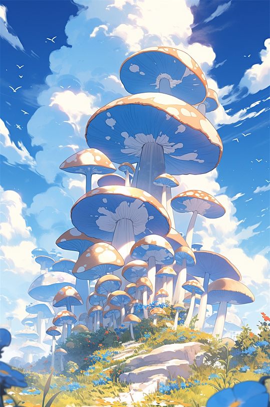 巨型蘑菇数字艺术AI