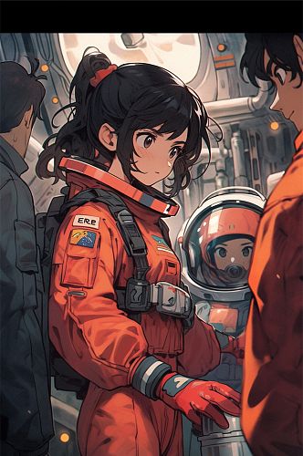 航空服少女数字艺术AI