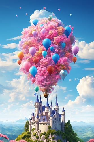 数字艺术气球城堡图片