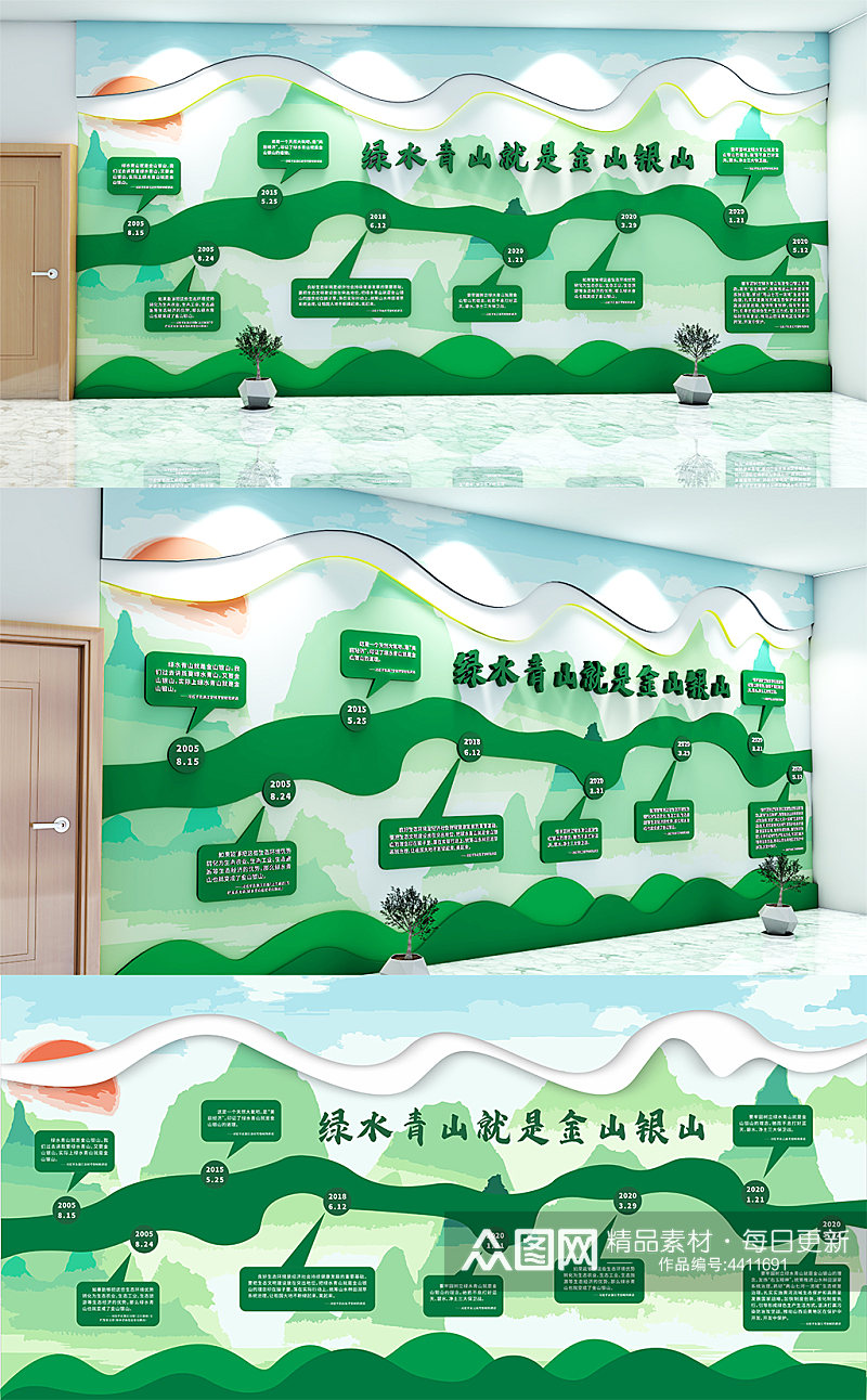 绿水青山林业林草文化墙素材