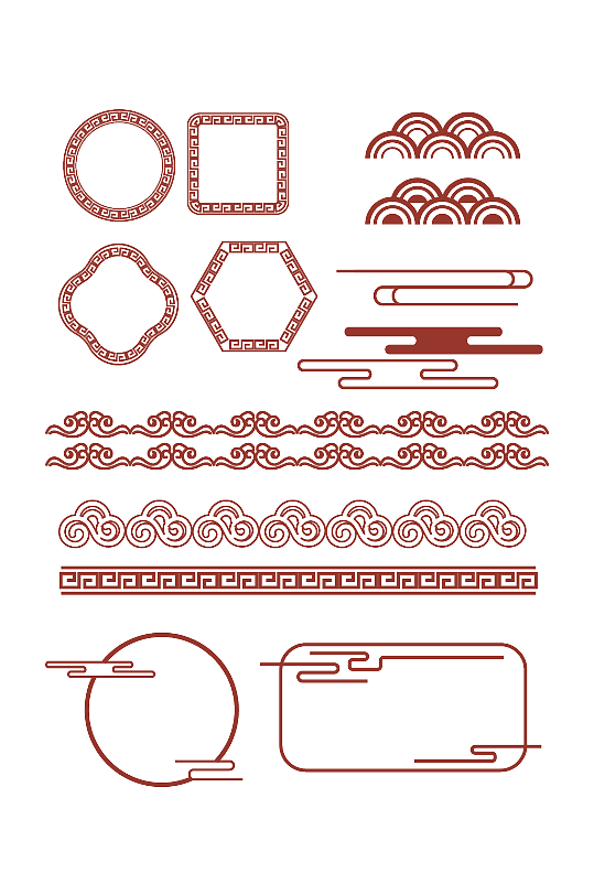 中国风祥云纹理边框元素