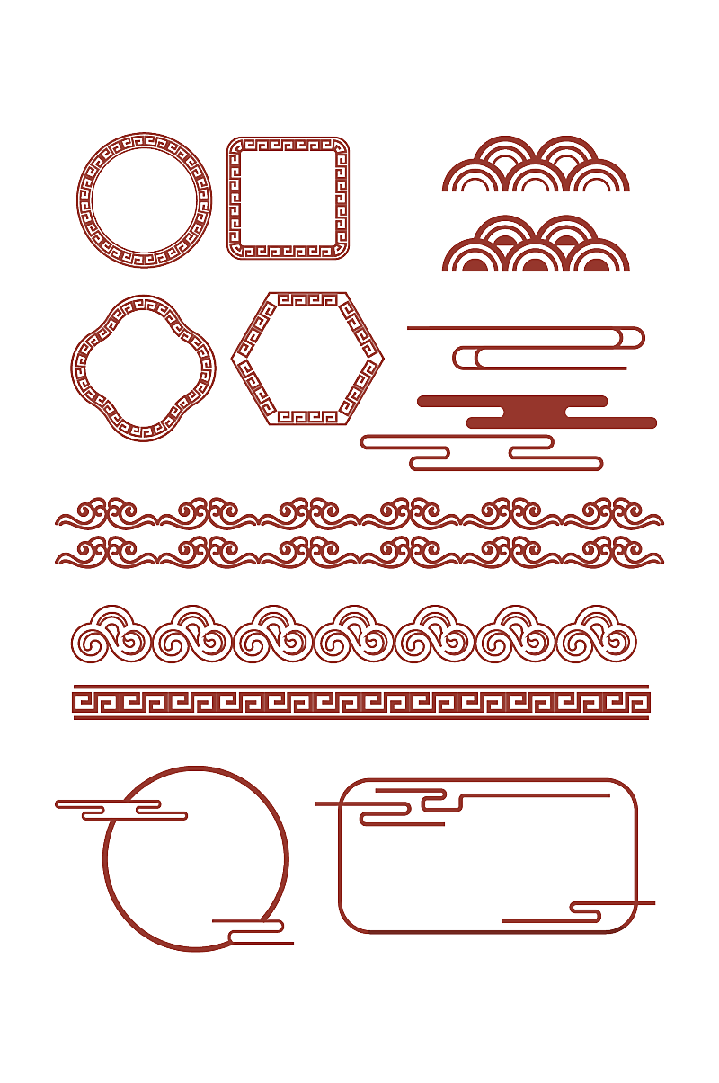中国风祥云纹理边框元素素材