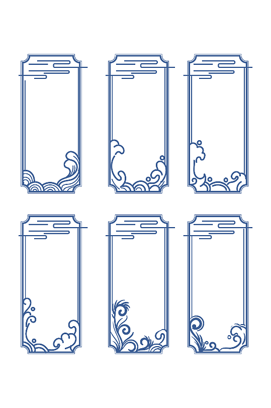 中国风古典祥云纹浪花纹边框中式复古标题框