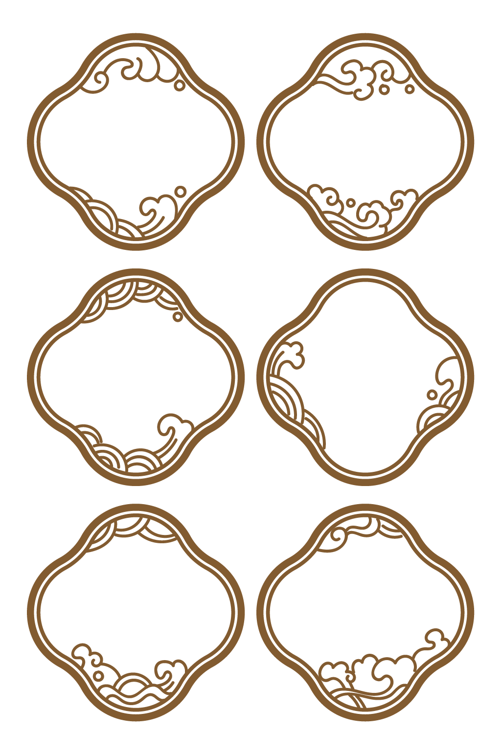 中式祥云浪花纹边框文化墙花边标题框