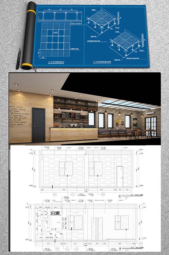 河南新村住户大堂立施工图-众图网