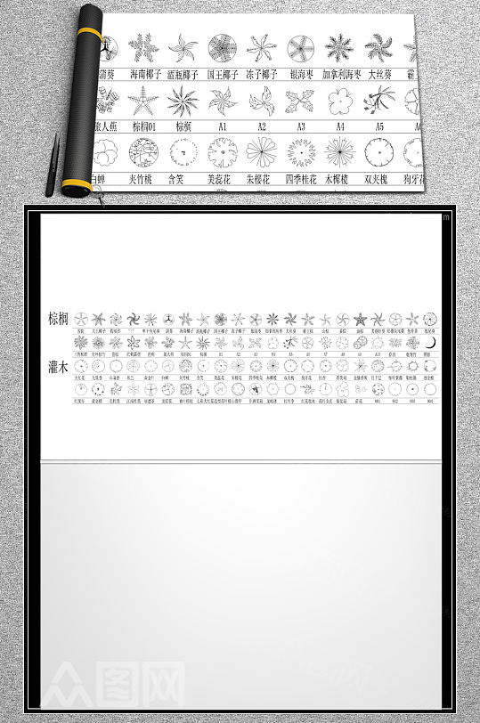 棕榈灌木图例CAD-众图网