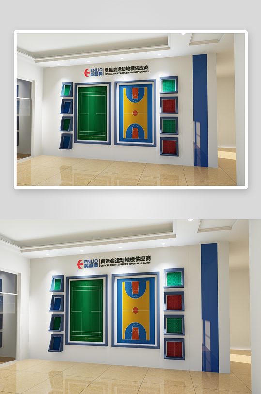 运动地板墙面设计-众图网