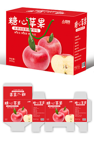 农产品糖心苹果水果包装礼盒设计