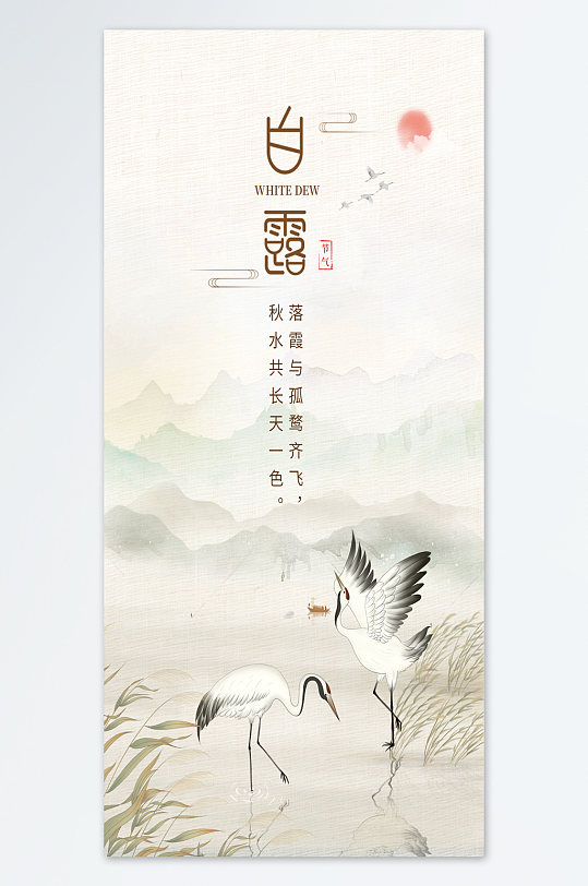 精美二十四节气白露海报