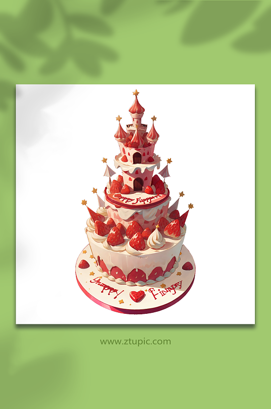 插画水果草莓水果蛋糕