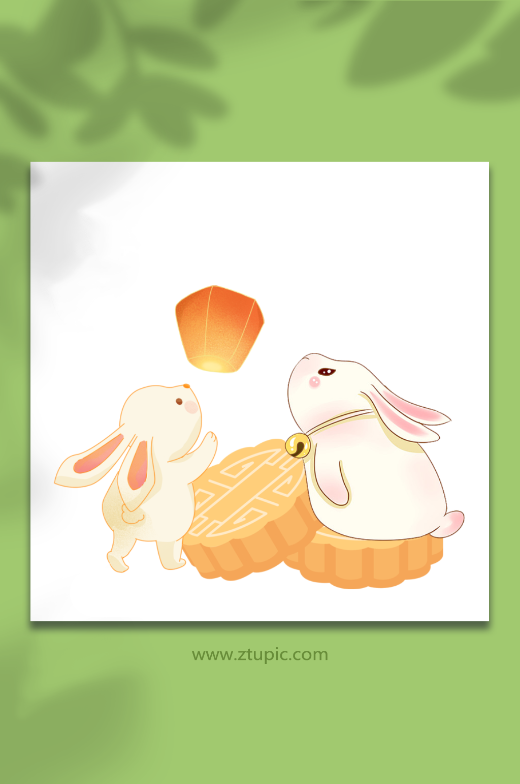 月亮桂花兔子灯兔子月饼免扣元素素材