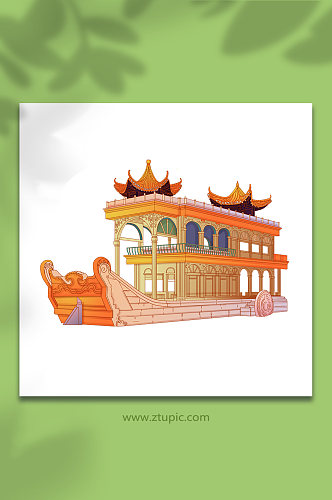 颐和园景点北京旅游石舫建筑元素