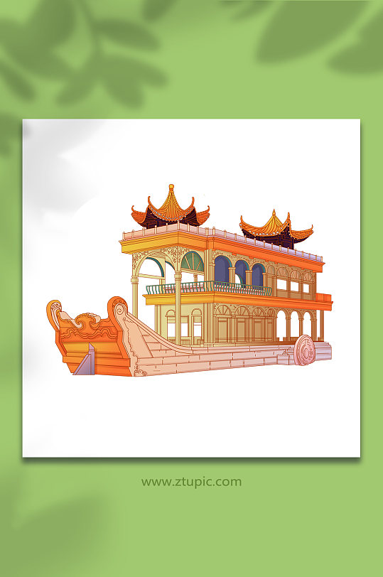 颐和园景点北京旅游石舫建筑元素