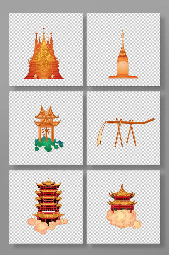 西雙版納泰式佛寺黃鶴樓云南武漢建筑元素