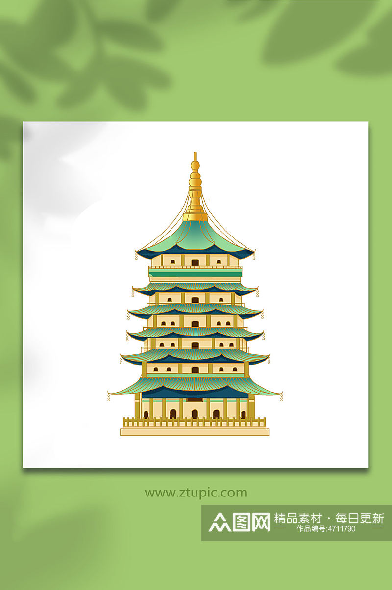 中国传统建筑雷锋塔古典审美塔元素素材