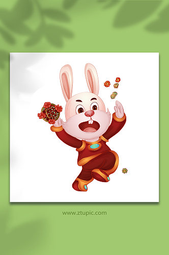 绣球卡通表演幸运吉祥兔年形象春节元素