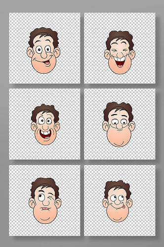 人物面部喜怒哀乐笑脸表情包免抠元素插画