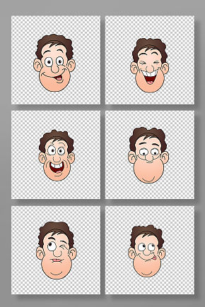 人物面部喜怒哀乐笑脸表情包免抠元素插画素材下载-众图网