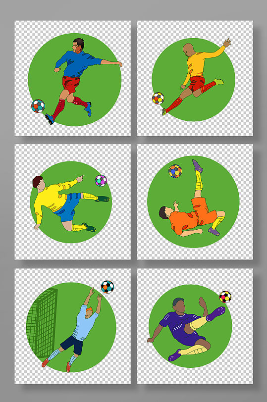 赛场球员瞬间世界杯足球运动员元素插画