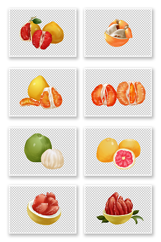 手绘红心柚甜蜜热带冬季柚子水果元素插画