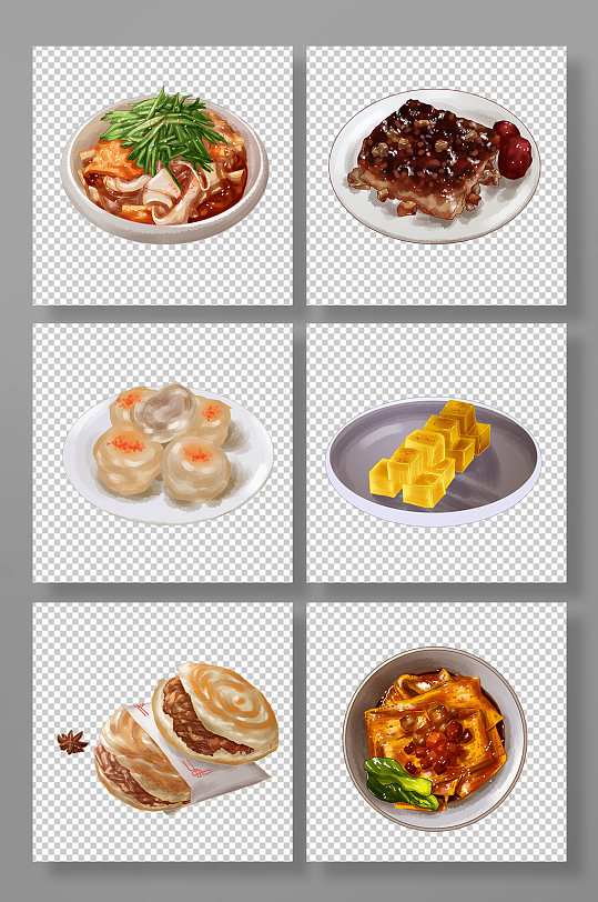 凉皮肉夹馍陕西西安美食元素插画-众图网