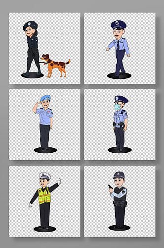 民警警犬刑警部队警察人物元素插画