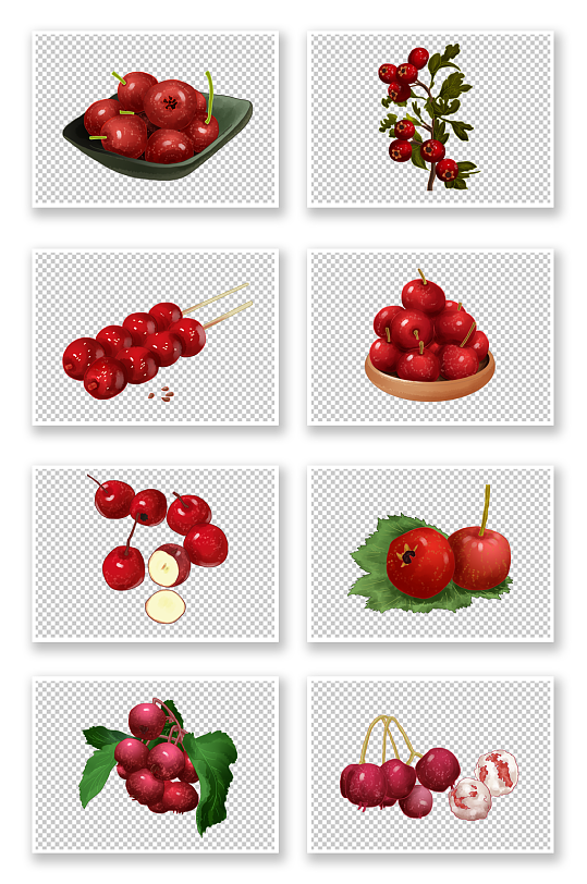 红果酸甜美味山楂冬季水果元素插画