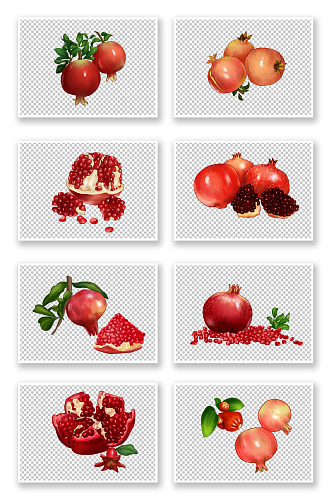 多子寓意红火果实多汁石榴水果元素插画