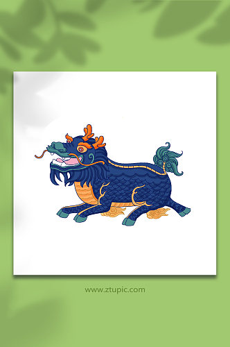 奔跑瑞兽传说古代国潮生物麒麟神兽插画元素