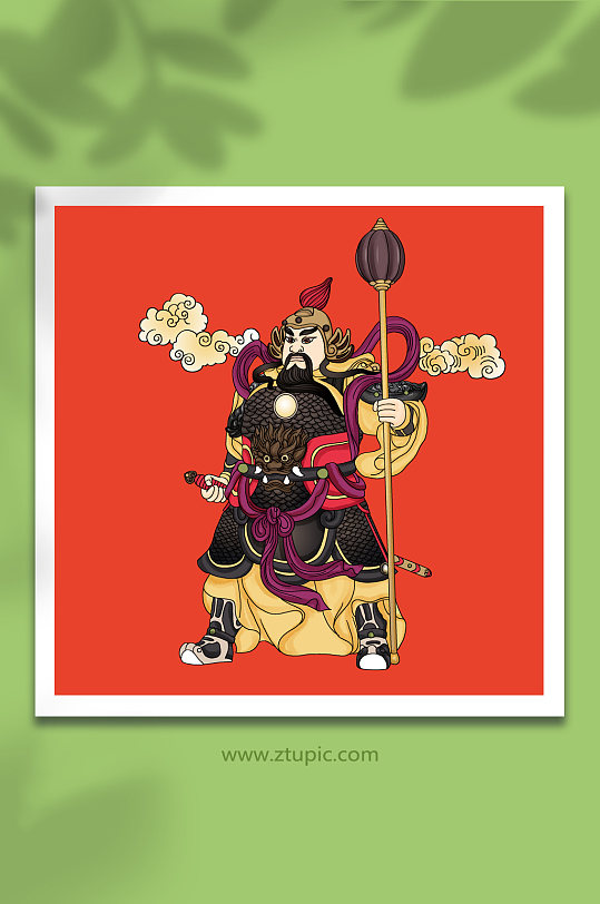 武将保护神民俗传统春节门神人物插画-众图网