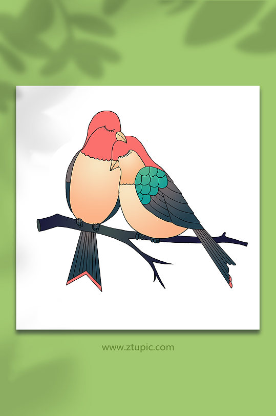 五彩飞禽卡通拟人动物春季小鸟鸟类元素插画